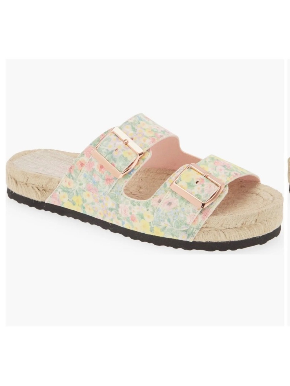 LoveShackFancy x Manebi Nordic Floral Leather Espadrille Slides Size 40